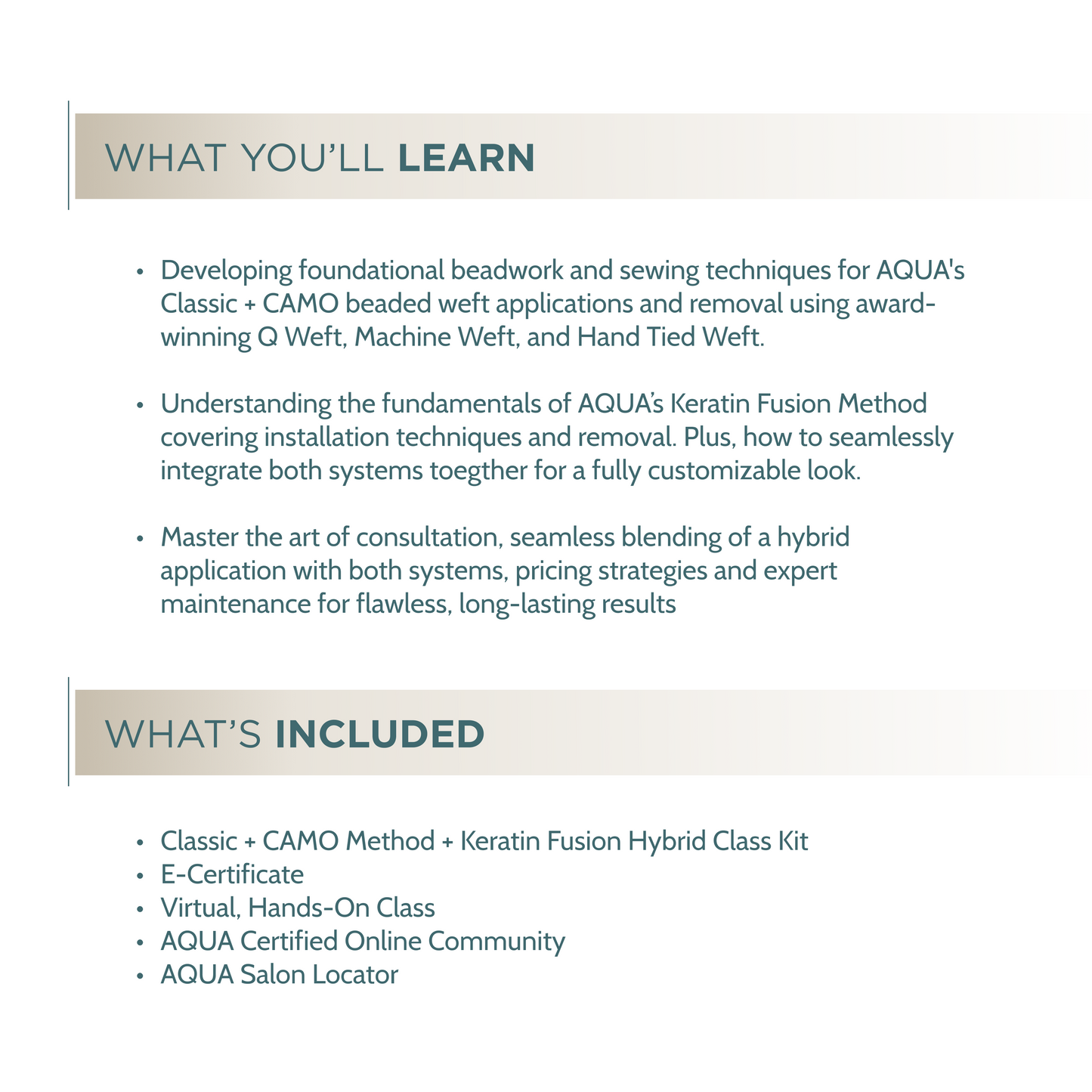 Classic + CAMO + Keratin Fusion Hybrid Class - Live Virtual Certification