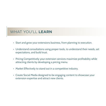 Building Your Extension Business Look + Learn - Pricing, Marketing, Mastery