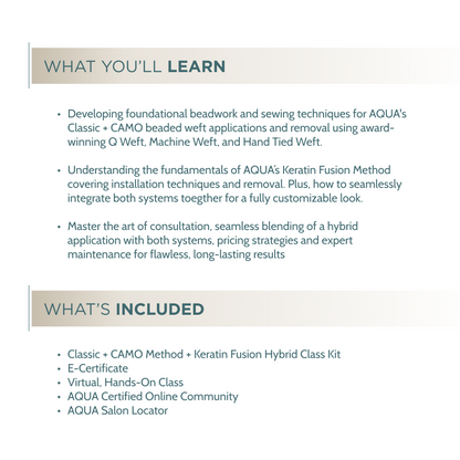 Classic + CAMO + Keratin Fusion Hybrid Class - Live Virtual Certification