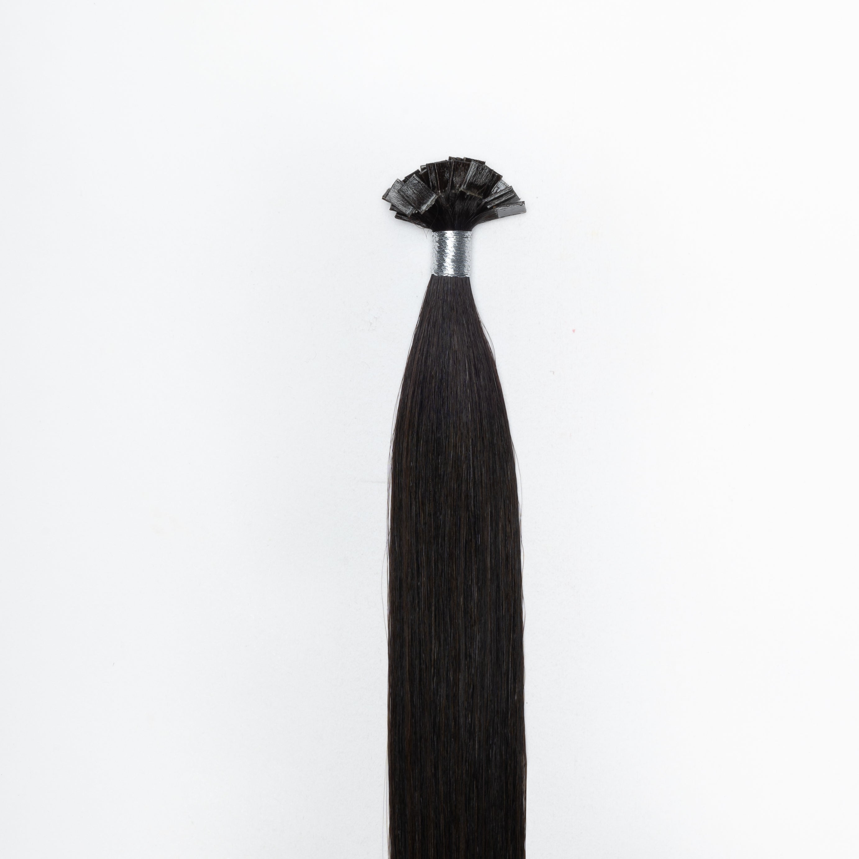 Soft Black 1B Straight Keratin Fusion Hair Extensions by Aqua Hair