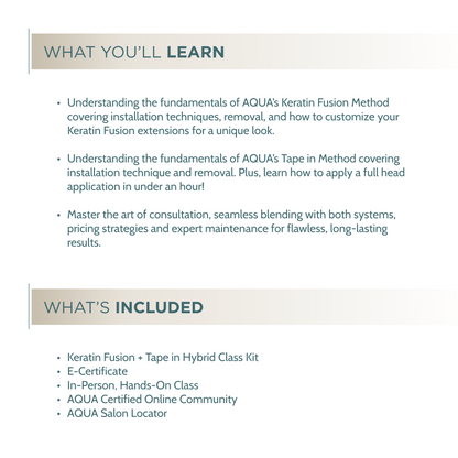 Keratin Fusion + Tape in Hybrid  Class - In Person Certification