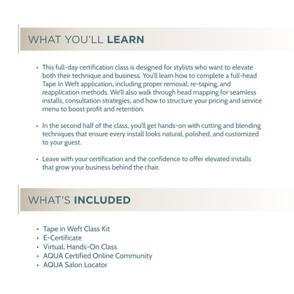 Tape In Weft + Cutting and Blending - Virtual Class Certification