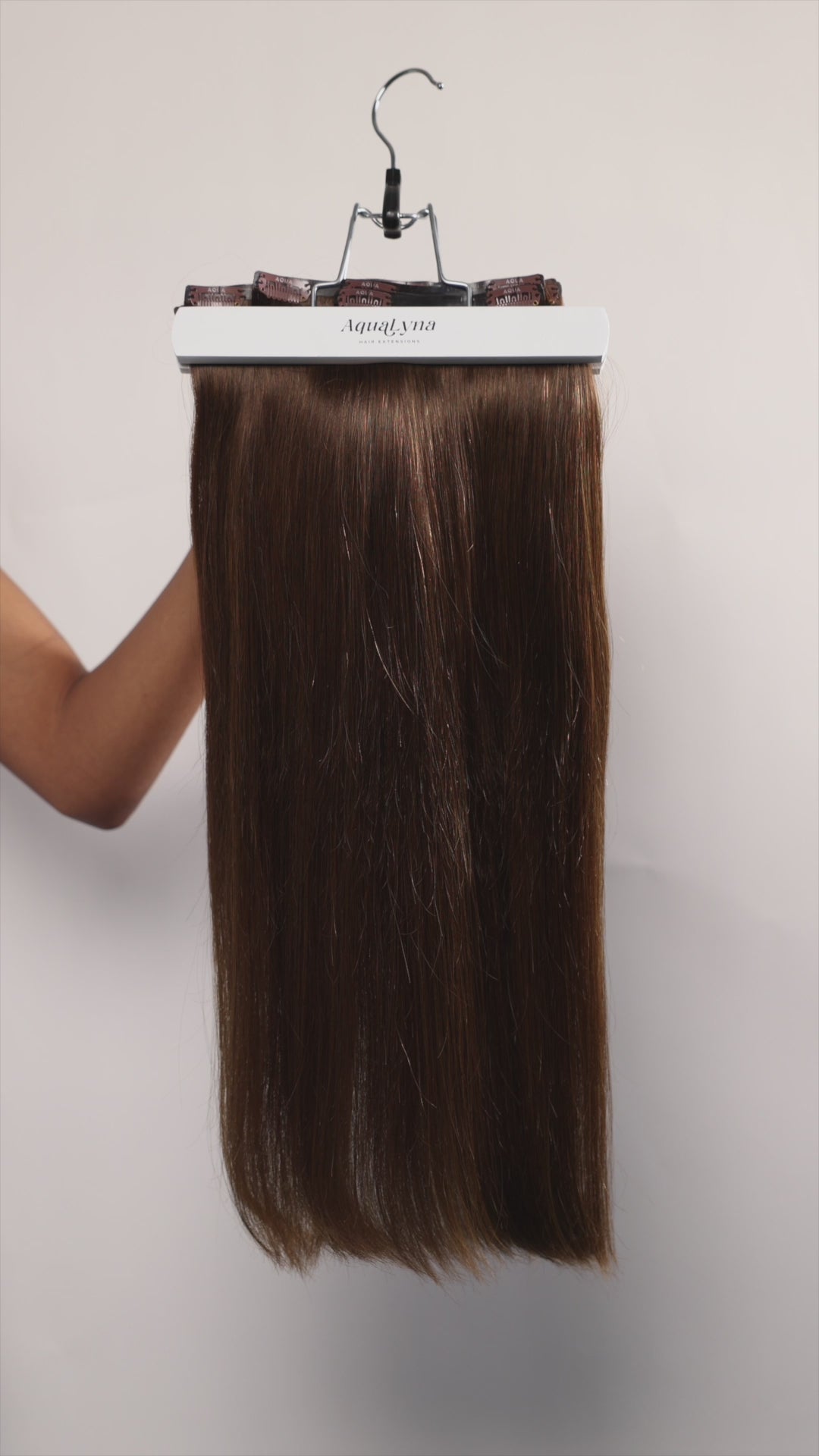 #4 Medium Brown AquaLyna Ultra Narrow Clip In Hair Extensions