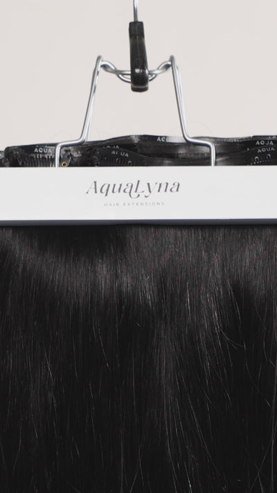 #1 Black AquaLyna Ultra Narrow Clip In Hair Extensions