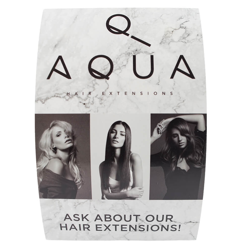 Aqua Hair Extensions Table Tent