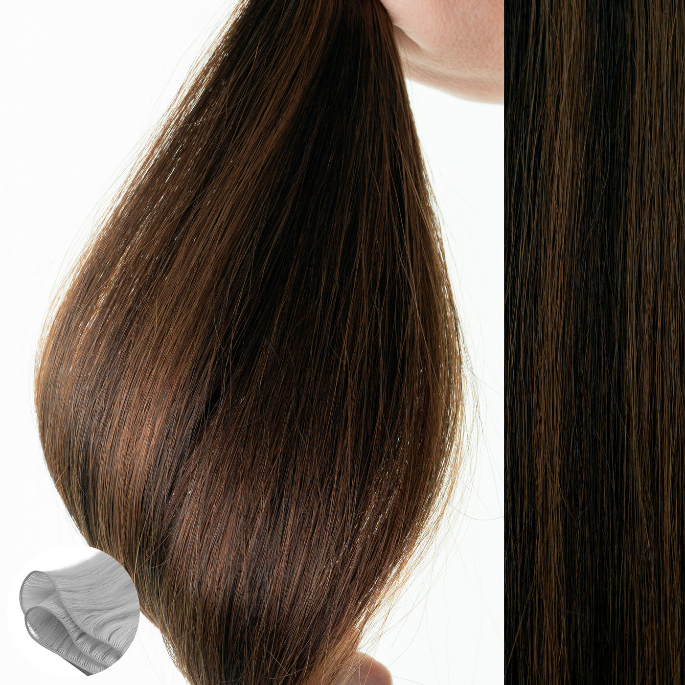 #1B/4 Duo Tone - Straight Q-Weft Hair Extension by Aqua Hair Extensions