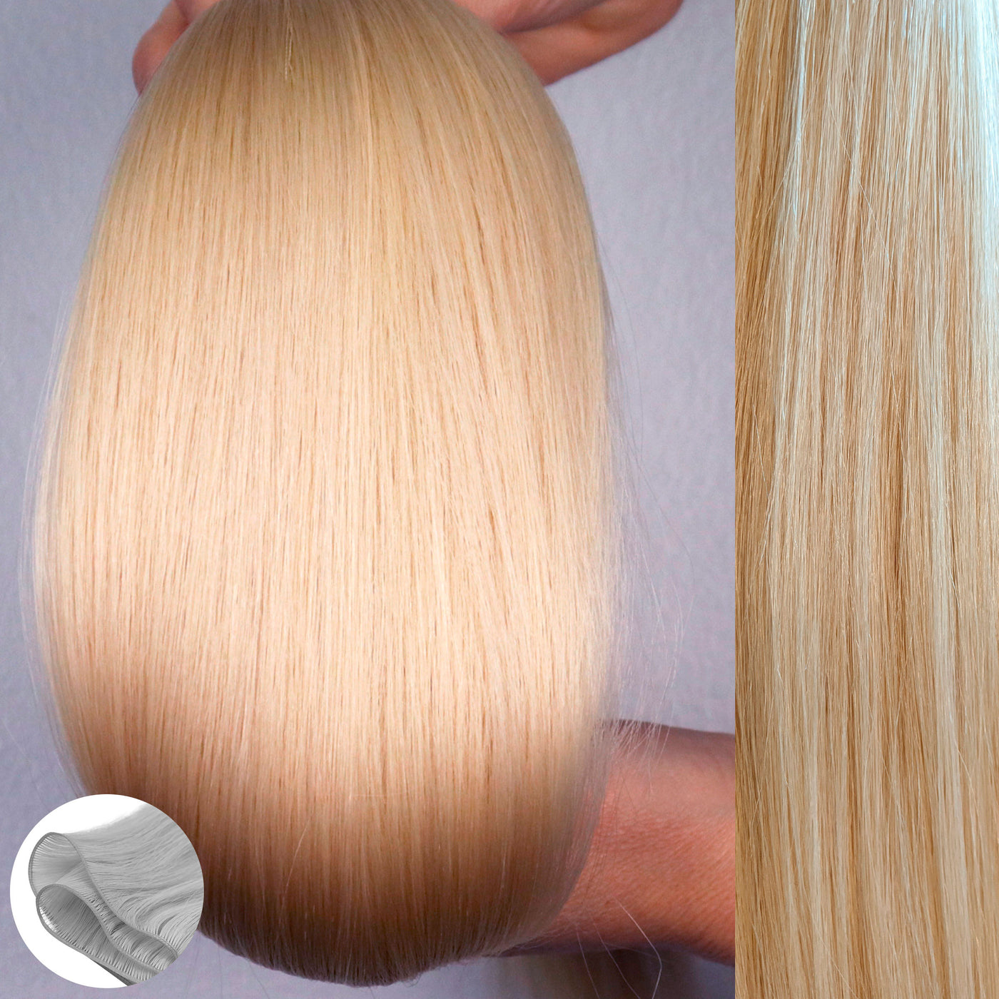#60A Ash Platinum - Straight Q-Weft Hair Extension by Aqua Hair Extensions