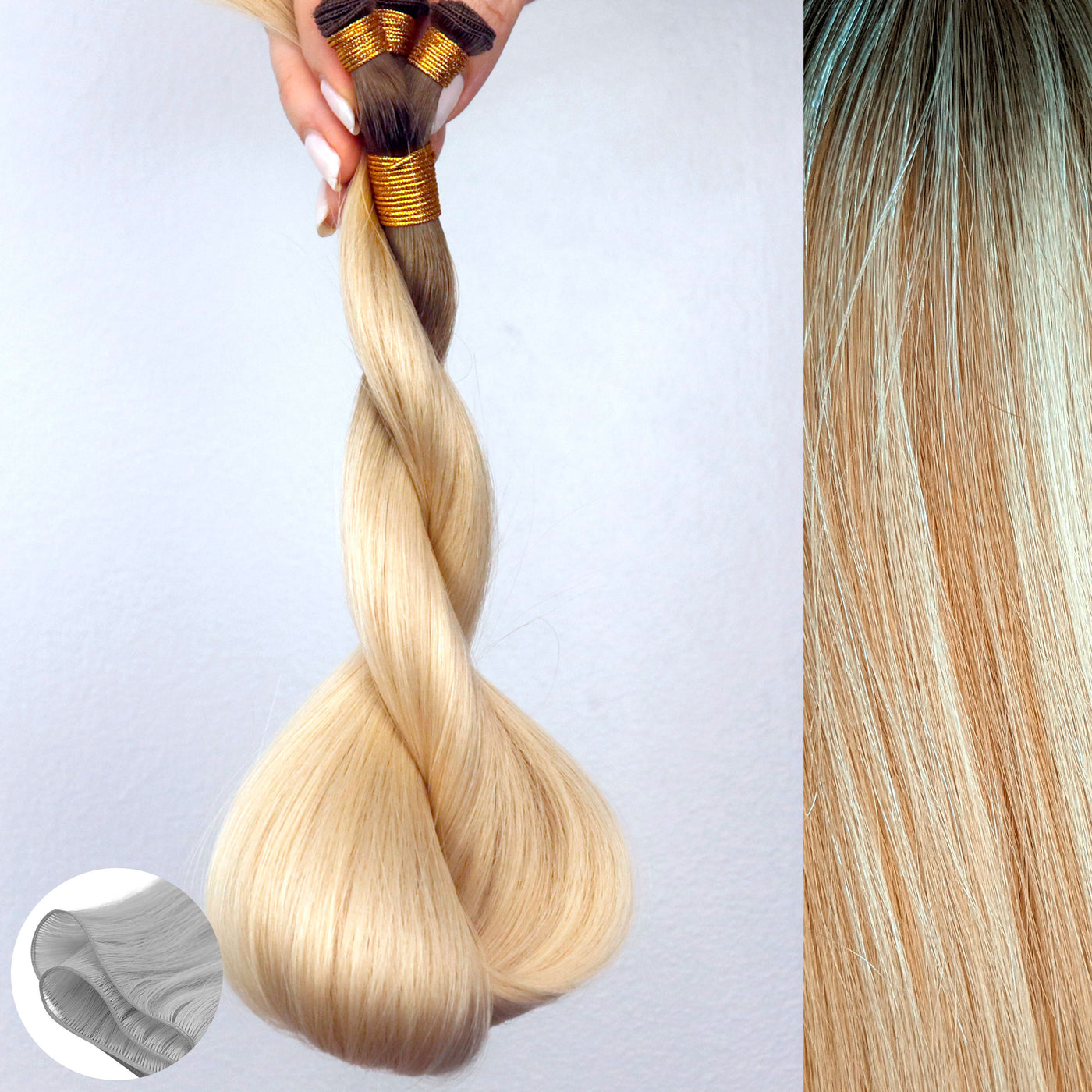 #8AB/60A Rooted - Straight Q-Weft Hair Extension by Aqua Hair Extensions