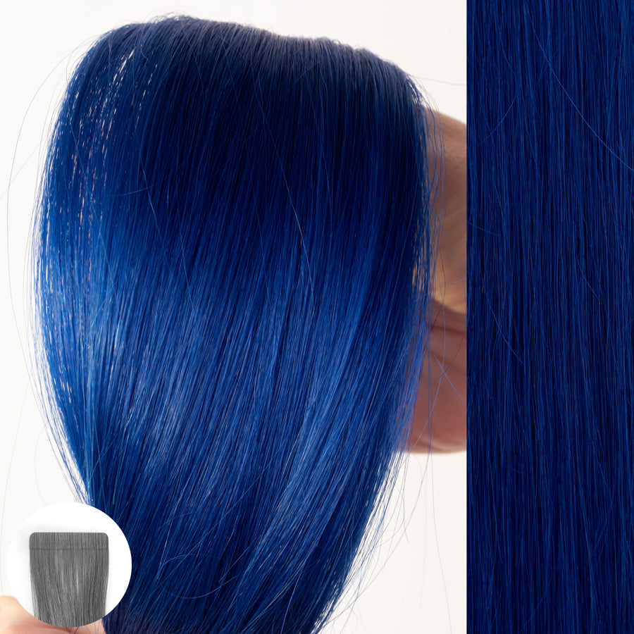 Blue - Straight Tape In Hair Extensions by Aqua Hair Extensions